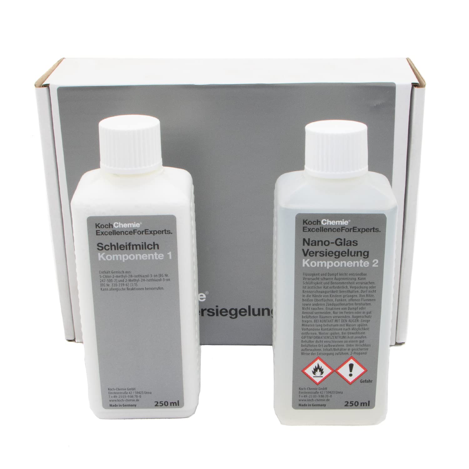 Koch Chemie Nano-Glasversiegelung, Set, 2x250ml + Koch Chemie 1K-Nano - Nano-Lackversiegelung, Set, 3tlg, SET von KOCHCHEMIE