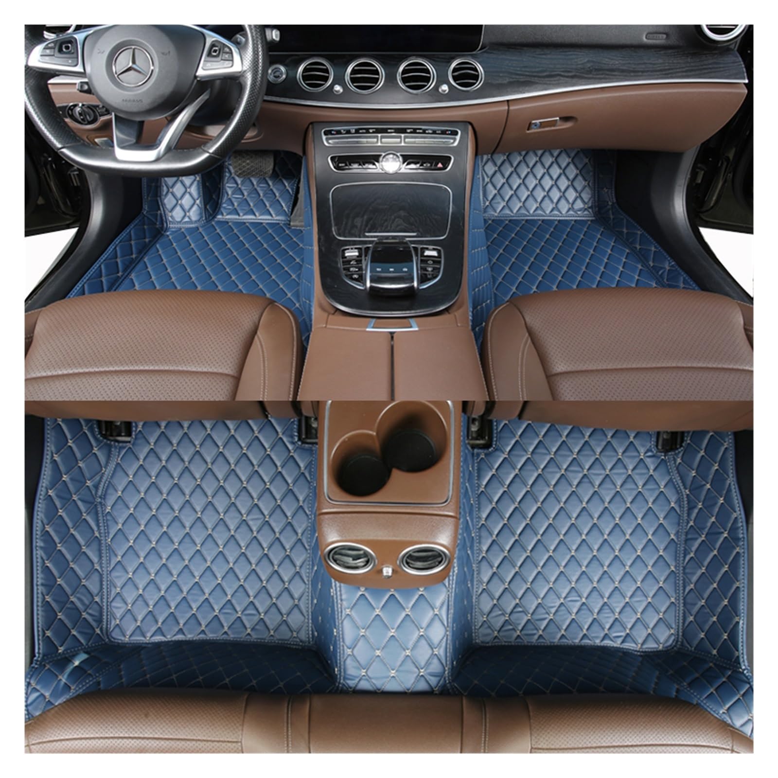 Autofußmatten Auto-Bodenmatte Aus Leder Teppich Fußpolster Autoteppich Für Lifan Für X60 2011 2012 2013 2014 2015 2016 2017 2018 Automatten(Blue) von KOEHXJ