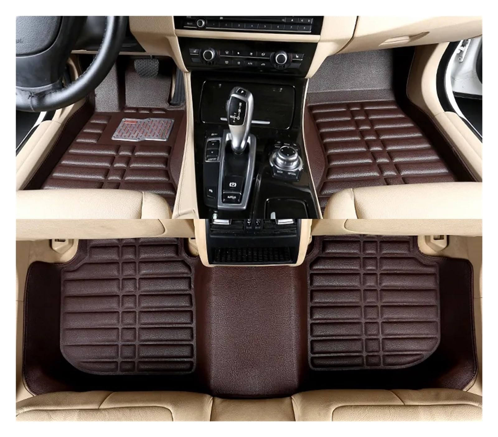 Autofußmatten Auto-Bodenmatte Individuell Gestalteter Leder-Panel-Liner Teppich Für Nissan Für Altima Für Teana Für L33 2014 2015 2016 2017 2018 2019 Automatten(Dark Brown) von KOEHXJ