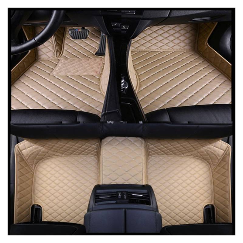 Autofußmatten Auto-Fußmatten Lederteppich Für Mini Für Cooper Für R56 Für F55 Für F56 Für F57 Autozubehör Automatten(Beige) von KOEHXJ