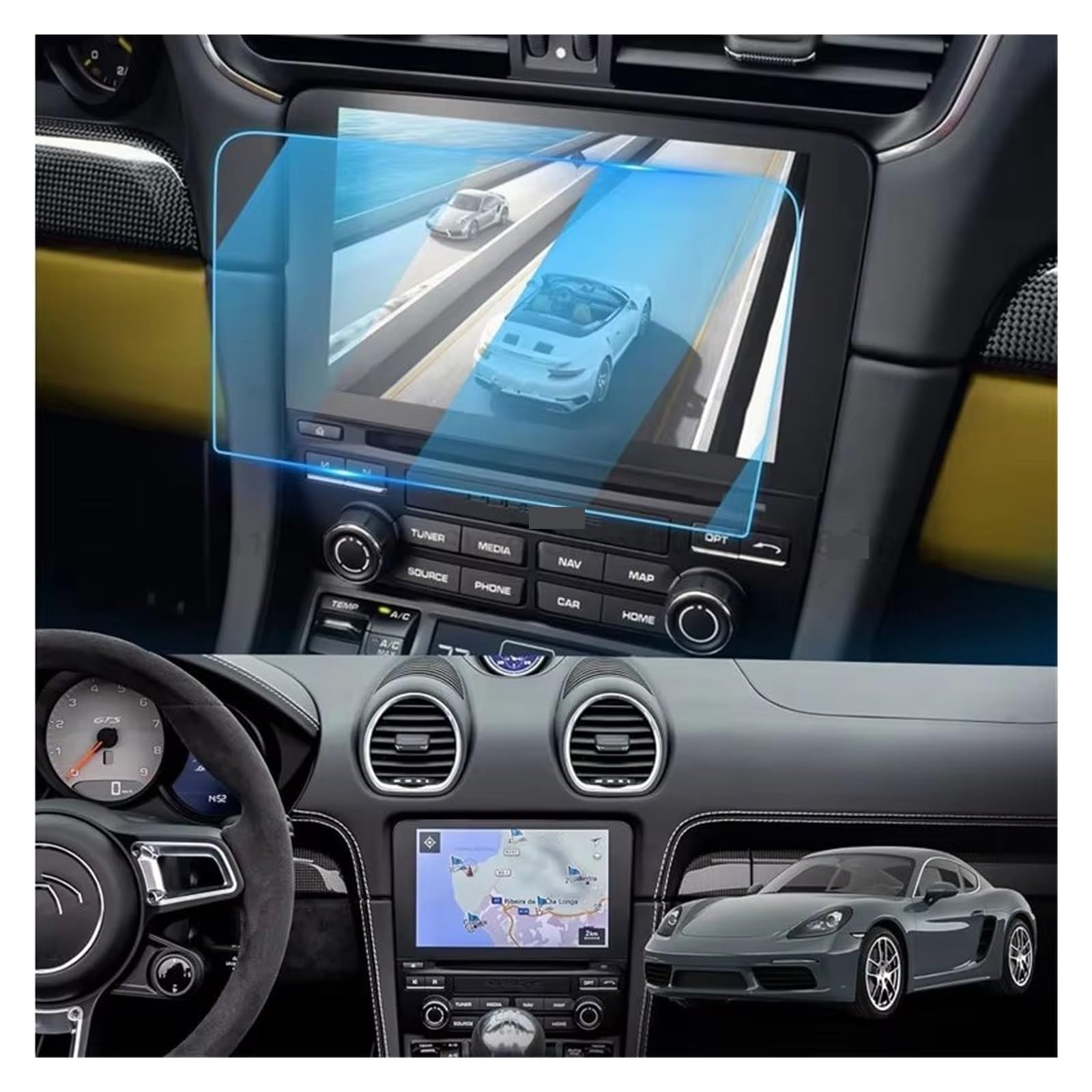 Navigation Schutzfolie Für Für 911 Für 718 Für Boxster Für Cayman 2016 2017 2018 Auto GPS Navigation Anti-Scratch-Screen-schutzfolie GPS-Navigationsfilm(911 718 2016-18) von KOEHXJ