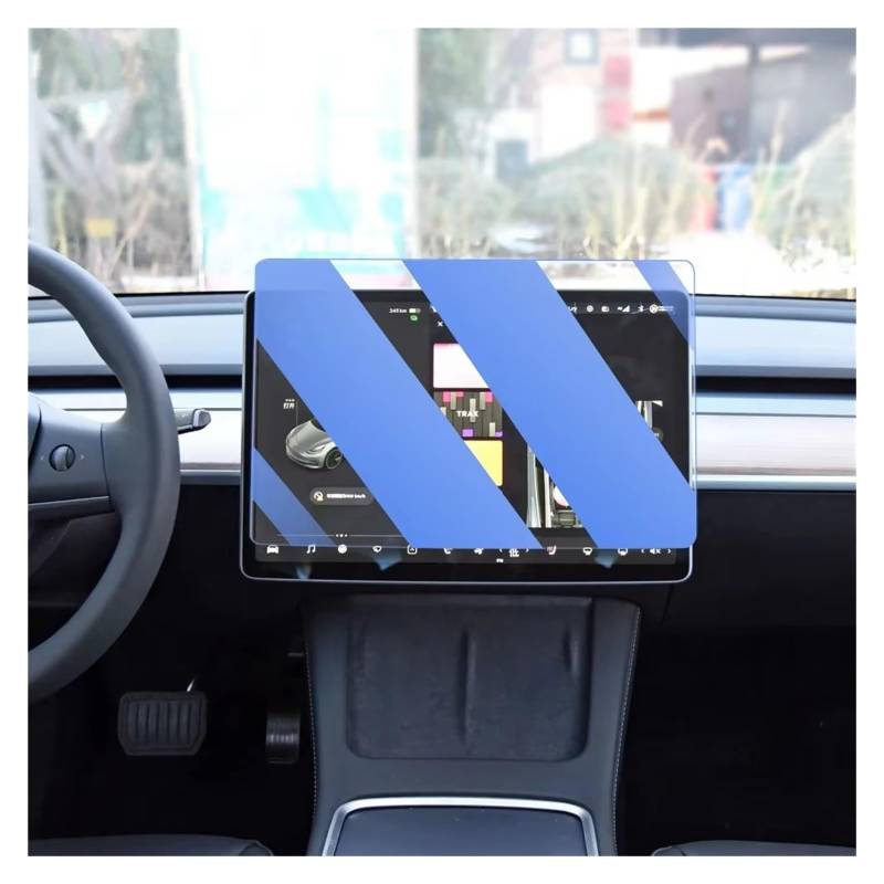 Navigation Schutzfolie Für Tesla Für Modell 3/Y 2019 2020 2021 2022 Auto GPS Navigation Film LCD Bildschirm Gehärtetes Glas Schutz Film GPS-Navigationsfilm(Blue) von KOEHXJ