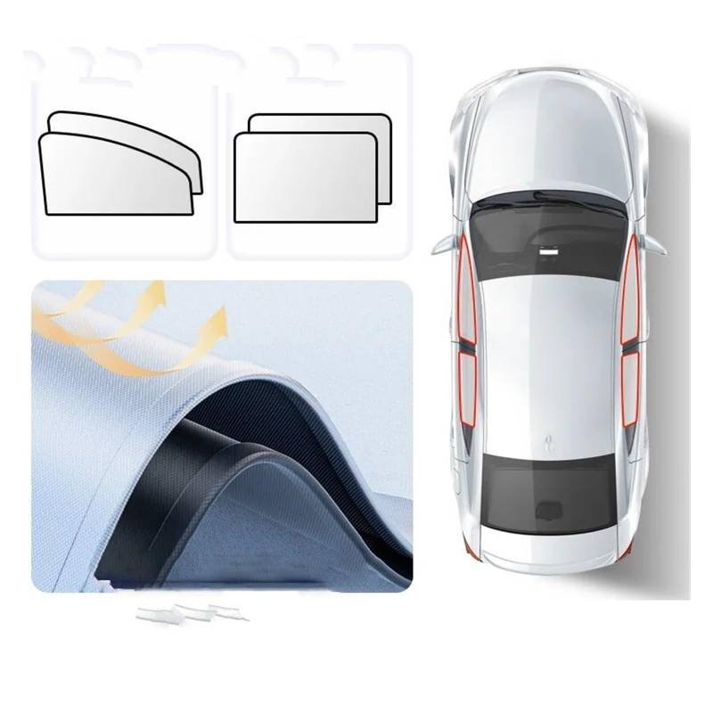 Sonnenblende Auto-Magnet-Seitenfenster-Vorhang 2 Stück Auto-Sonnenschutz Sommer-Sonnenschutz UV-Reflexion Vorne Und Hinten Auto-Sonnenblende(4pcs All Car) von KOEHXJ