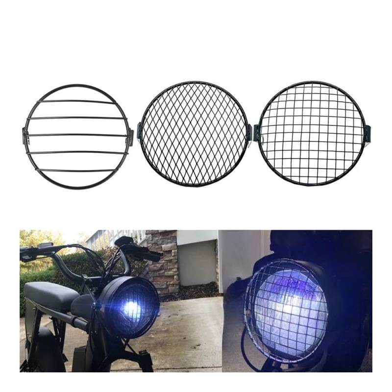 Scheinwerfer Kühlergrill Schutz Abdeckung 6,3 "Motorrad Universal Scheinwerfer Schutz Grill Licht Lampe Abdeckung Für Ha&rley Chopper Für Ya&maha Cafe Racer von KOERBGDYM