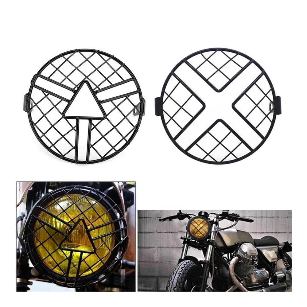 Scheinwerfer Kühlergrill Schutz Abdeckung 7 "Motorrad-Scheinwerfergitter-Grillschutz, Frontlampengitter-Grillabdeckung, Schutz Für Cafe Racer Für Cruiser-Scheinwerferabdeckung von KOERBGDYM