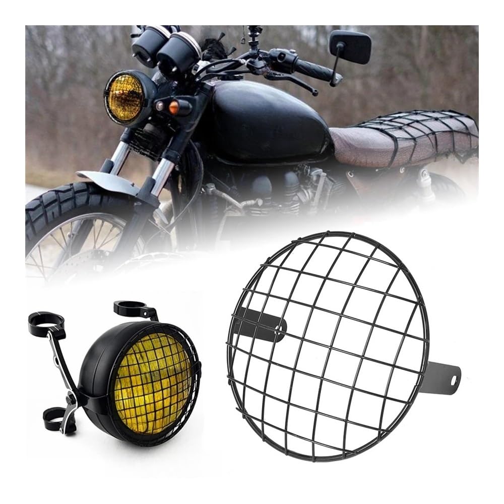 Scheinwerfer Kühlergrill Schutz Abdeckung Für Ha&rley Für Ducati Chopper Für Ya&maha Cafe Racer Motorrad Universal Scheinwerfer Protector Grill Licht Lampe Abdeckung von KOERBGDYM