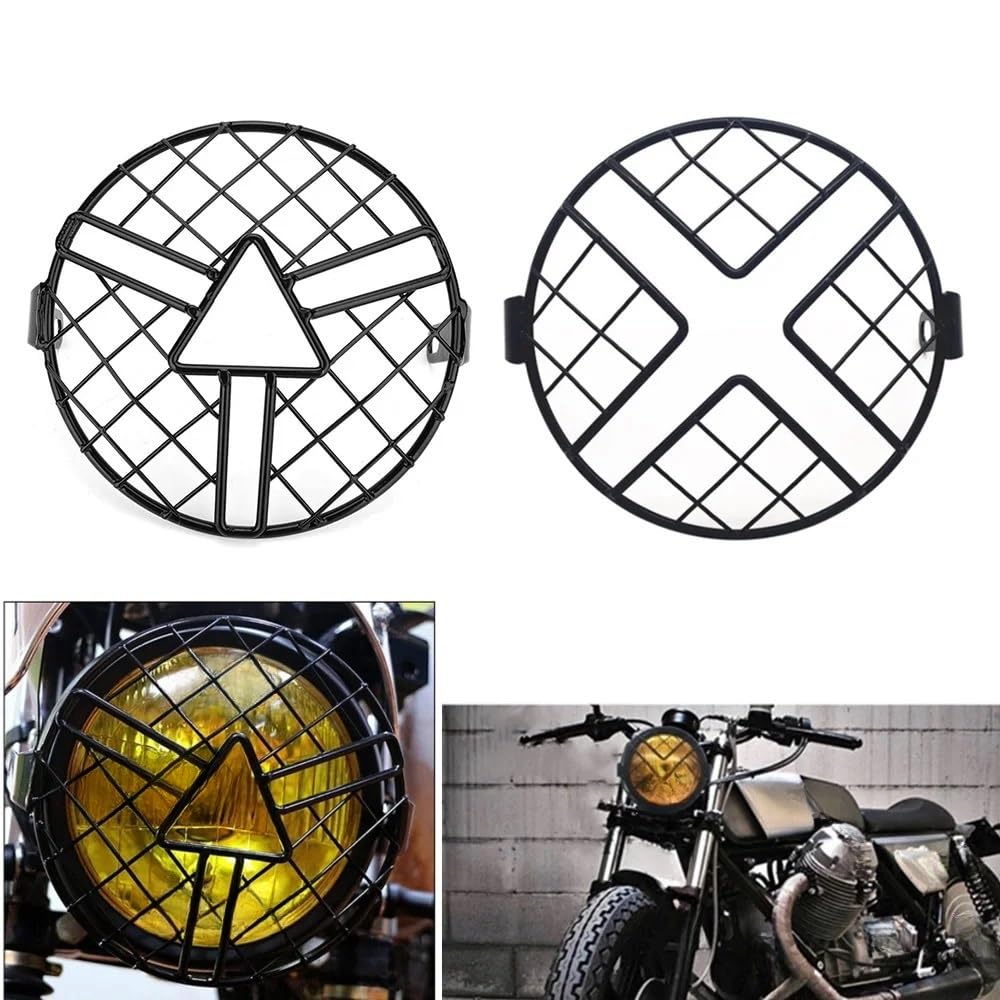 Scheinwerfer Kühlergrill Schutz Abdeckung Universal 7 Zoll Motorrad Scheinwerfer Grille Roller Verlängerung Scheinwerfer Halterung Motorrad Nebel Lampe Schutz Abfangjäger Schützen von KOERBGDYM