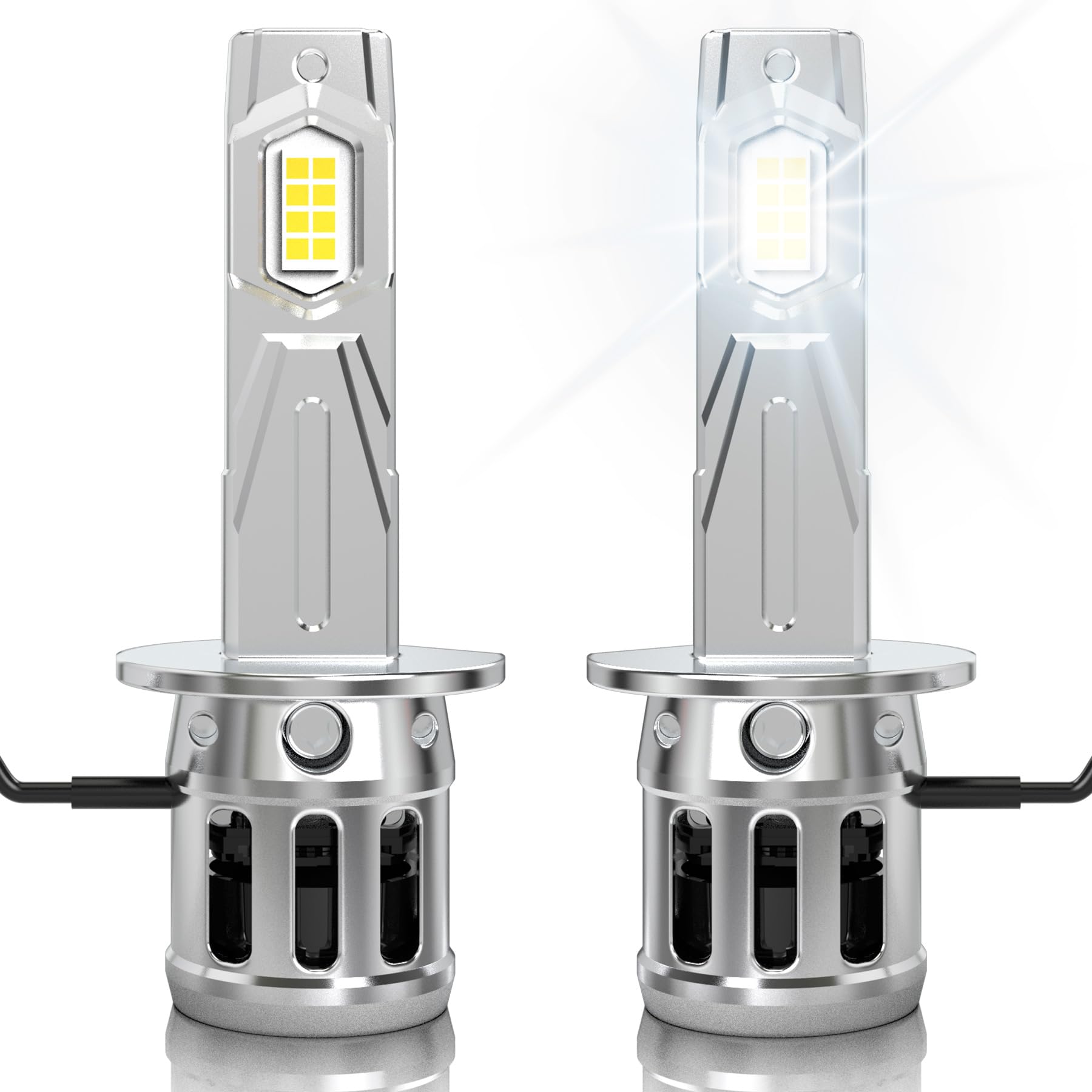 KOHYIER H1 Halogen Lampen +600% Helligkeit, 20000LM 100W Superhell 6000K Xenon Weiß 12V Auto H1 Abblendlicht Halogen Glühbirne, 2 Stück von KOHYIER