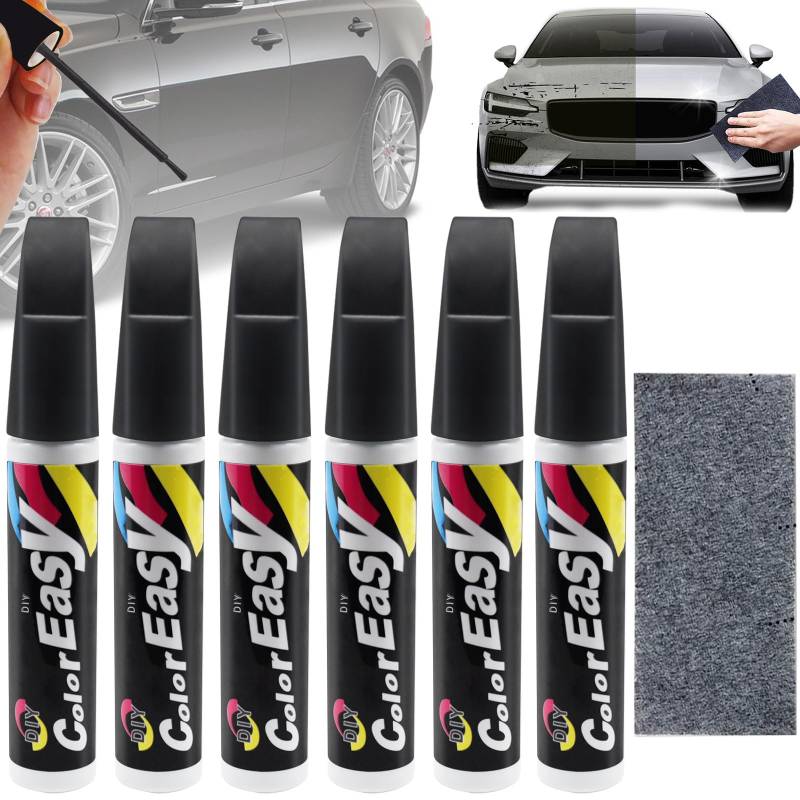 6 Stück Lackstift Auto Schwarz,Auto Reparatur Lack Auto Pinsel,Auto Kratzer Reparatur Stift,Lackstift Auto hohe Deckkraft,Lackstift Auto Lack Reparatur, Autolack Reparatur für Auto Kratzer Reparatur von KOIROI