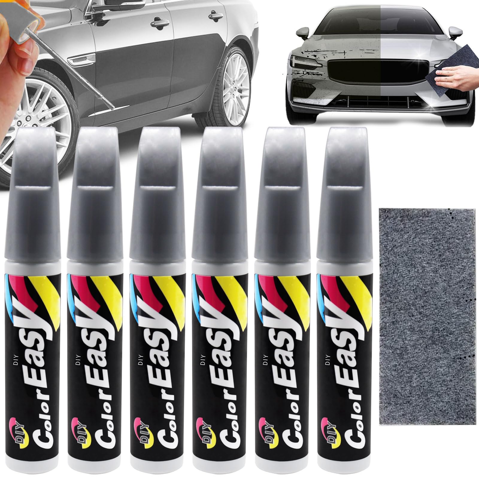 6 Stück Lackstift Auto Silber,Auto Reparatur Lack Auto Pinsel,Auto Kratzer Reparatur Stift,Lackstift Auto hohe Deckkraft,Lackstift Auto Lack Reparatur, Autolack Reparatur für Auto Kratzer Reparatur von KOIROI