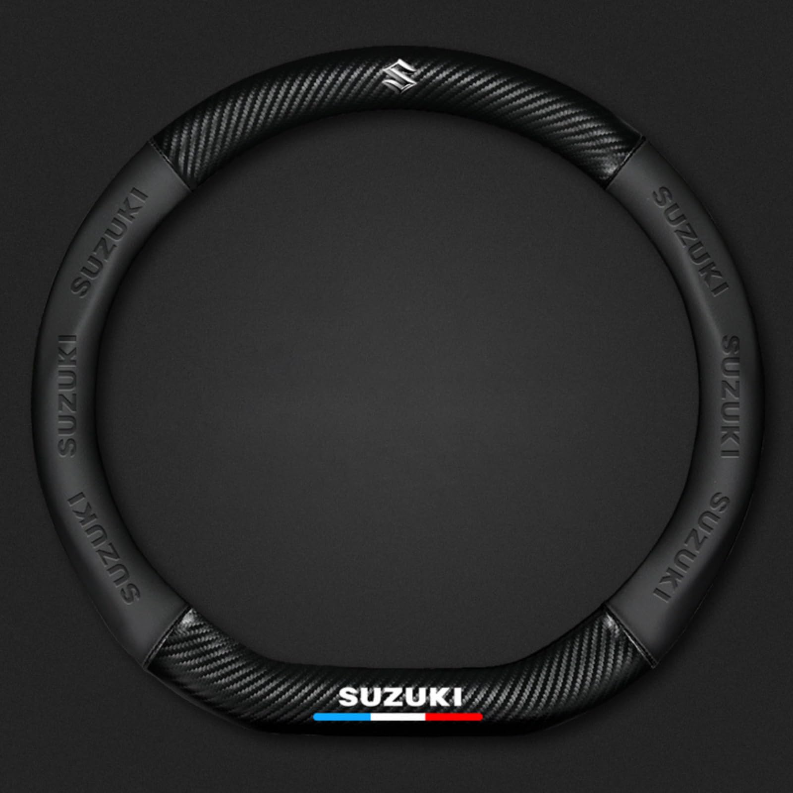 Leder Lenkradabdeckung, für Suzuki Wagon R 2021 Schweißabsorbierende Atmungsaktive Auto Lenkradhüllen dünne Auto Griff Abdeckungen,O-Black von KOIYWQA