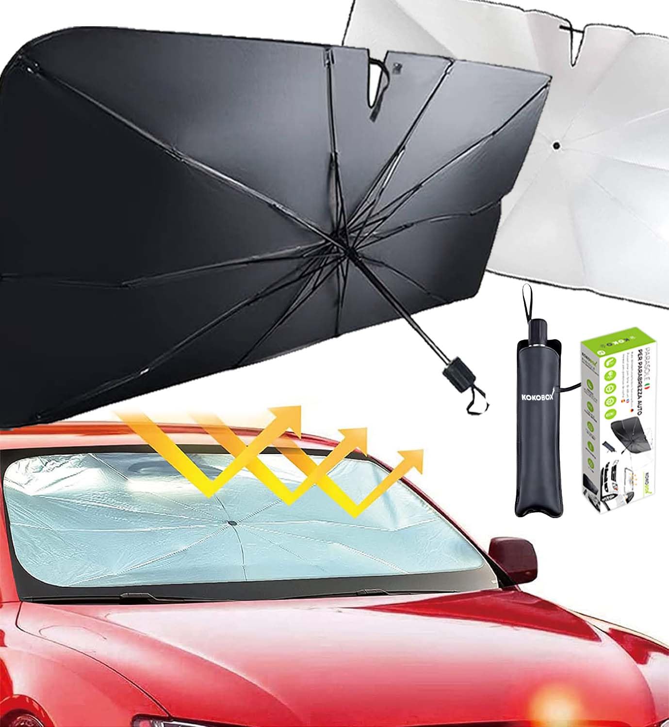 Auto Sonnenschutz Frontscheibe Innen Sonnenschutz Auto Schirm 120x65cm Windschutzscheibe Hitzeschutz Auto Sonnenblende Windschutzscheibe Faltbare Auto UV Schutz Sonnenschirm Frontscheibe Auto von HOME KOKO LOOK