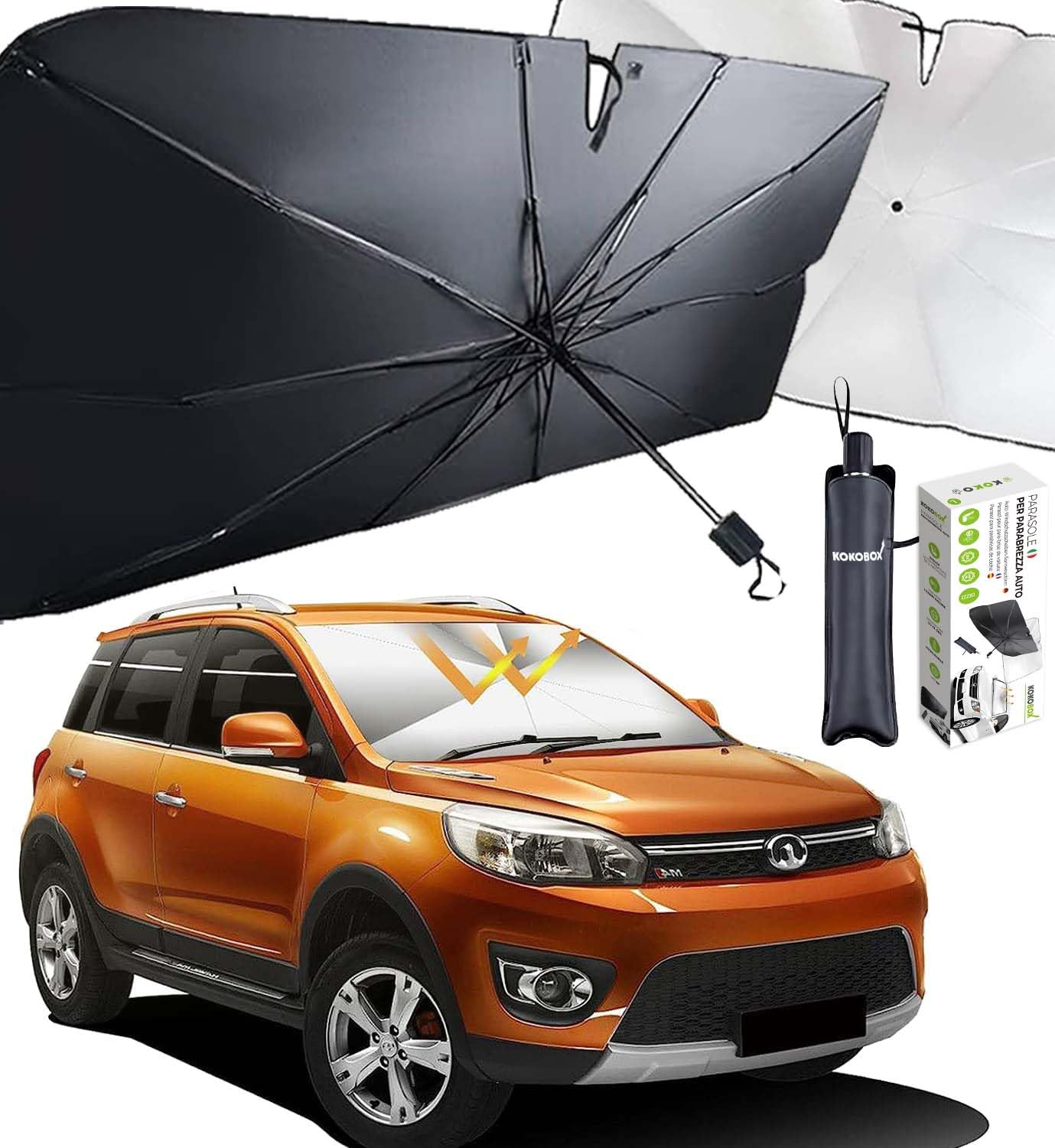 Auto Sonnenschutz Frontscheibe Innen Sonnenschutz Auto Schirm 140x78cm Windschutzscheibe Hitzeschutz Auto Sonnenblende Windschutzscheibe Faltbare Auto UV Schutz Sonnenschirm Frontscheibe Auto von HOME KOKO LOOK