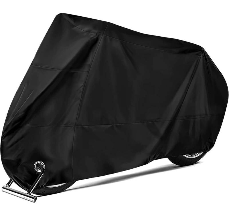 KOKOMALL Motorrad Abdeckplane XXL Motorradabdeckung Wasserdicht 210D Winterfest Motorradgarage mit Schlosslöcher Schwarz 245 x 105 x 125 cm von KOKOMALL