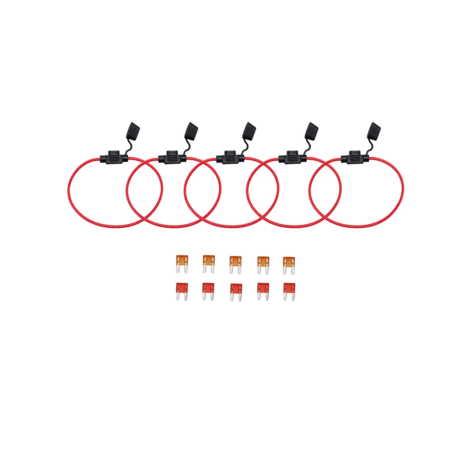 KOLACEN Automotive Auto LKW Inline 18 Gauge Sicherungshalter für Mini Blade Typ Sicherung 5 Stück + 10 Stücke Mini Blade Sicherung 5Apm 10pm von KOLACEN