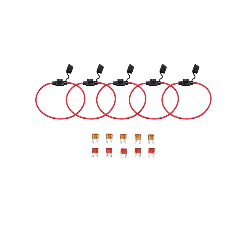 KOLACEN Automotive Auto LKW Inline 18 Gauge Sicherungshalter für Mini Blade Typ Sicherung 5 Stück + 10 Stücke Mini Blade Sicherung 5Apm 10pm von KOLACEN