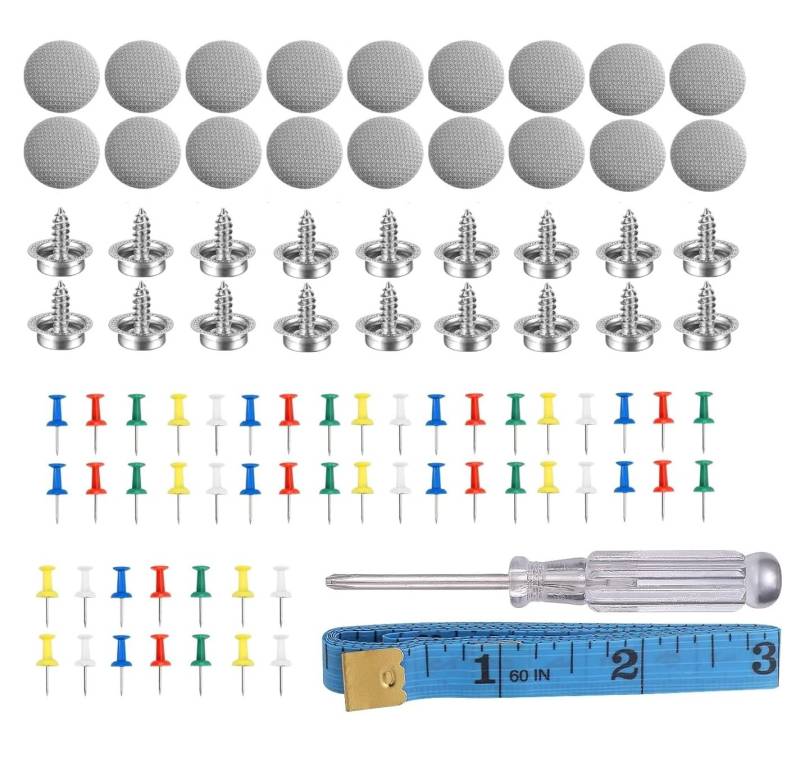 KOMUNJ 70 Stück Dachhimmel Reparatur Set, Auto Dachhimmel Reparatur Knopf, Universal Auto Dach Nieten, Dachhimmel Reparatur Knopf, mit Stecknadeln Schraubendreher Maßband für Alle Autos von KOMUNJ