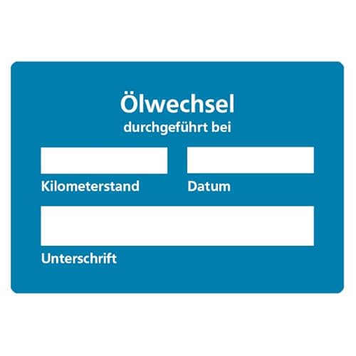 Ölwechsel Aufkleber in Blau | 10 Stück | Kundendienst Serviceaufkleber zum beschriften | Aufkleber für Deine Werkstatt von KONGA