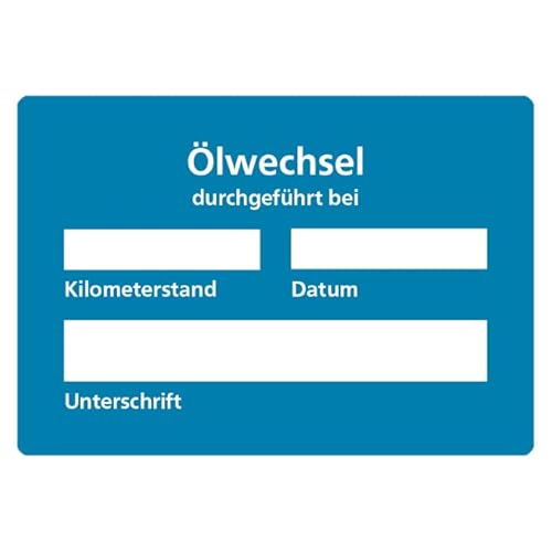 Ölwechsel Aufkleber in Blau | 25 Stück | Kundendienst Serviceaufkleber zum beschriften | Aufkleber für Deine Werkstatt von KONGA