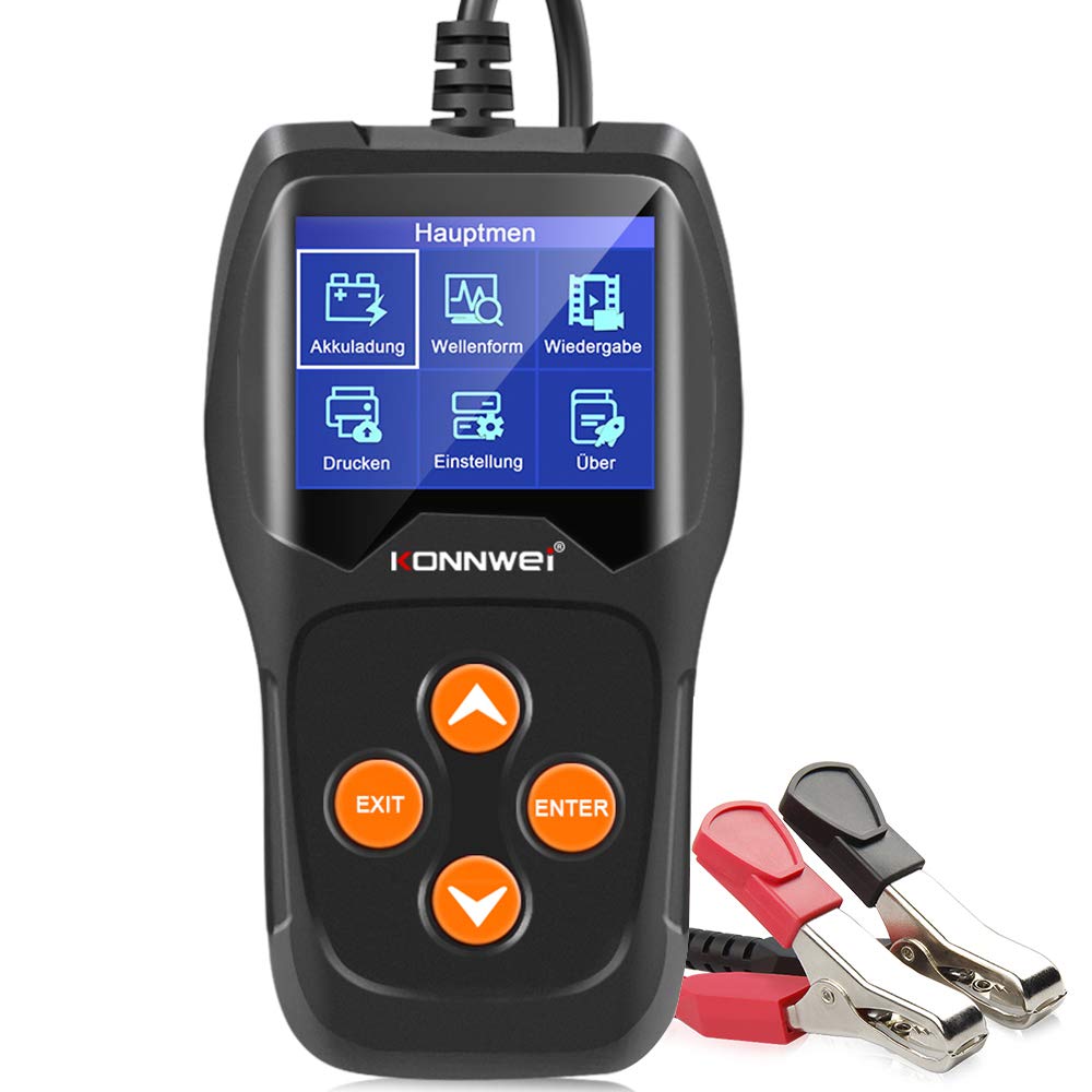 KONNWEI KW600 12V Professional Batterietester 100-2000 CCA 220AH Automotive Batterie Analyzer Batteriezustand Test-Tool für Auto/Boot/Motorrad und Mehr von KONNWEI