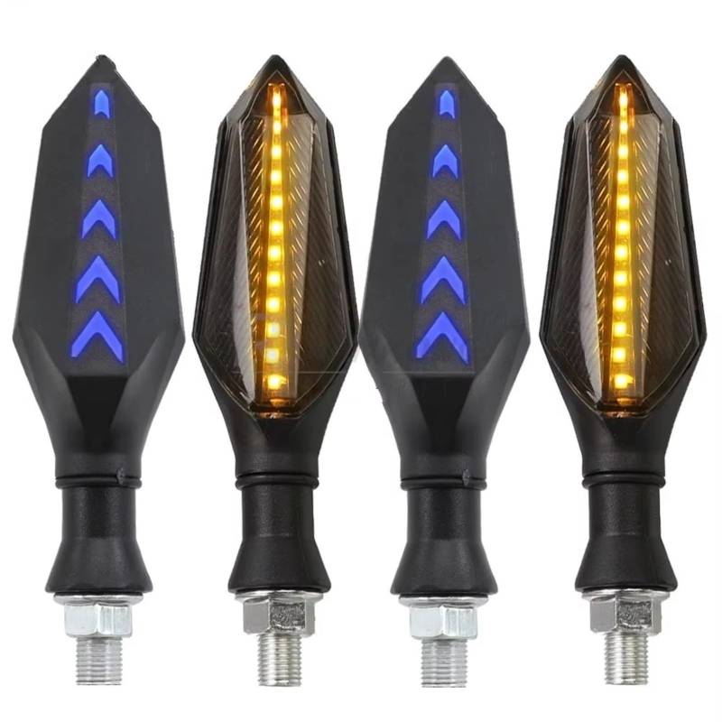 KOPQTEC Motorrad Blinker Für GPZ250 Für GPZ500S Für GTR1400 Für Ninja Für H2 Für H2R Für W800 Motorrad Blinker Blinker Fließende Wasser Blinkende Lichter(Blue,4piece) von KOPQTEC