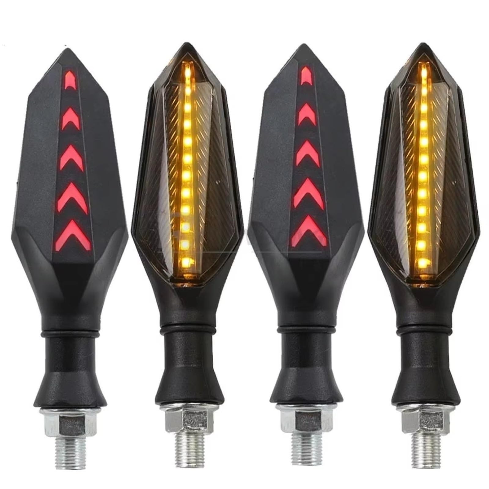 KOPQTEC Motorrad Blinker Für GPZ250 Für GPZ500S Für GTR1400 Für Ninja Für H2 Für H2R Für W800 Motorrad Blinker Blinker Fließende Wasser Blinkende Lichter(Red,4piece) von KOPQTEC