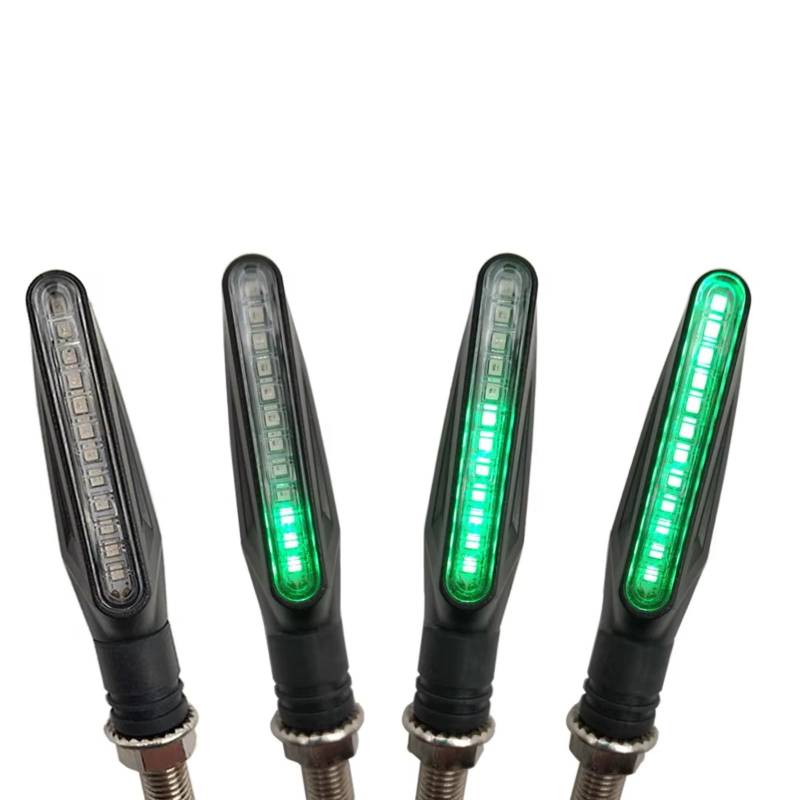 KOPQTEC Motorrad Blinker Für ZX12R Für ZX6R Für ZX636R Für ZX6RR Für ZX9R Für ZZR600 Motorrad Blinker Mit Fließendem Wasserflimmern Motorrad-Blinker(Green,2 Pair) von KOPQTEC