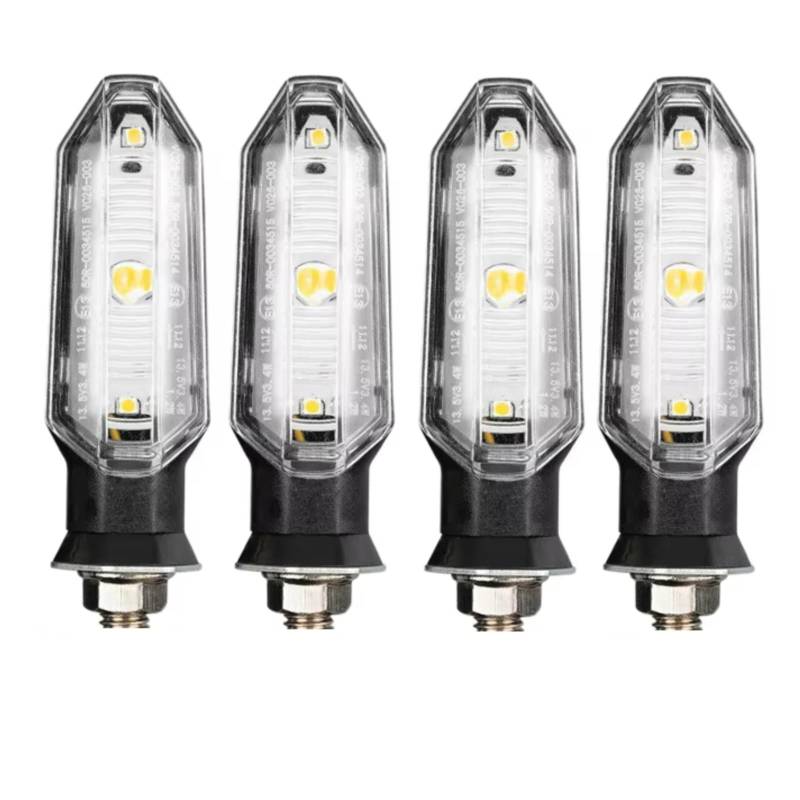 KOPQTEC Motorrad Blinker Motorrad-Blinker 12V Bernsteinlicht 3000 K Motorrad-Blinker Blinker Universal-Motorrad-Blinker Zubehör(4pcs-Transparent) von KOPQTEC