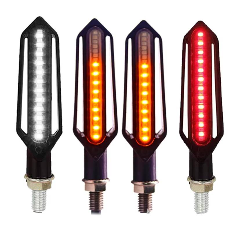 KOPQTEC Motorrad Blinker Motorrad-Blinker Blinklicht Eingebautes Relais Blinkeranzeige Stoppsignale Blinker Universelles Motorrad-Blinkerlicht(2 Red 2 White) von KOPQTEC