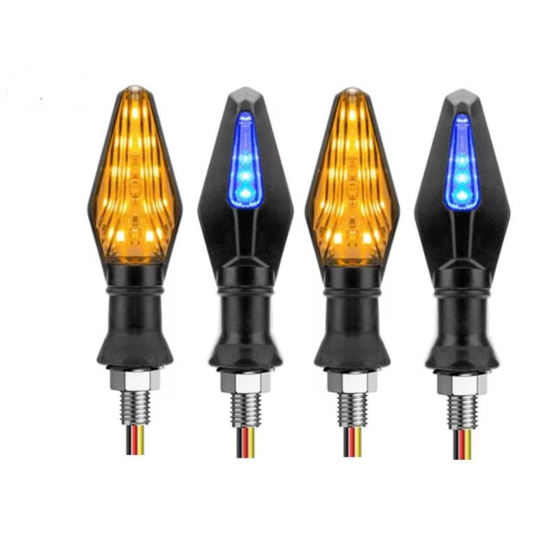 KOPQTEC Motorrad Blinker Motorrad Blinker Licht Doppel Farbe 12V 10mm Moto Anzeige Licht Blinker Motorrad Blinker Lampe Universal Blinker Licht(4 Pcs) von KOPQTEC