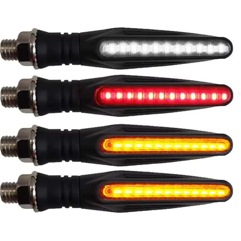 KOPQTEC Motorrad Blinker Universal Motorrad Blinker Licht Motorrad Flasher 335SMD Fließende Motorrad Licht Stopp Signale Anzeige IP68 Biegsamen Zubehör(2 Red 2 White) von KOPQTEC