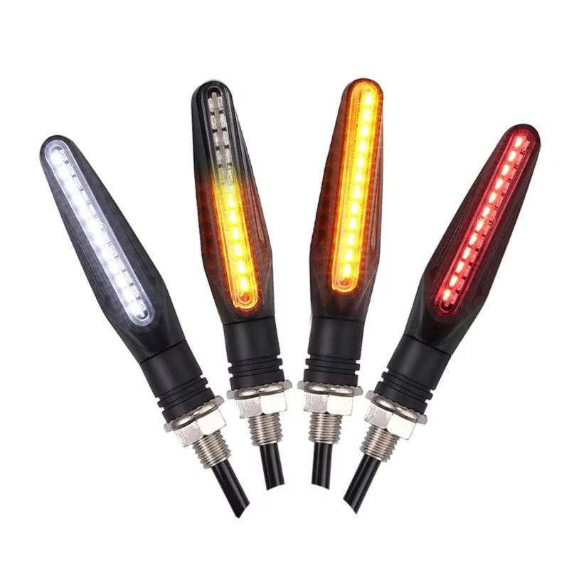 KOPQTEC Motorrad Blinker Universal Motorrad Blinker Weiß Rot Bernstein Fließende Indikatoren Vorne Hinten Licht Blinker Blinker Motorrad Zubehör(4 Pcs) von KOPQTEC