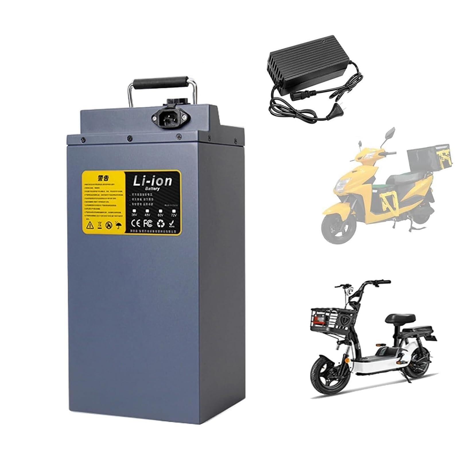 KOQAWSC 48V E-Bike Batterie 48V 15Ah 20Ah 25Ah 30Ah 40Ah Lithium Batterie 48V Elektrische Motorradbatterie Anderson Stecker für Moped Dreirad Fahrradmotor mit Ladegerät und BMS (20Ah) von KOQAWSC