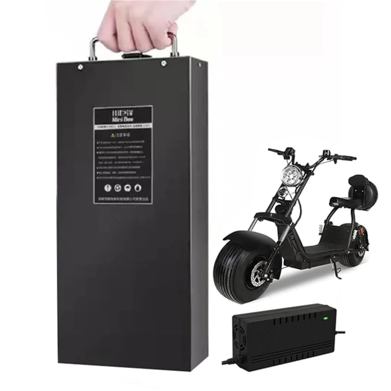 KOQAWSC 60 V 10 Ah / 12 Ah / 15 Ah / 18 Ah / 20 Ah Lithium-Batterie 60 V elektrische Motorradbatterie mit BMS und Ladegerät für 250 W – 1500 W Motor, Anderson-Stecker (15 ah) von KOQAWSC