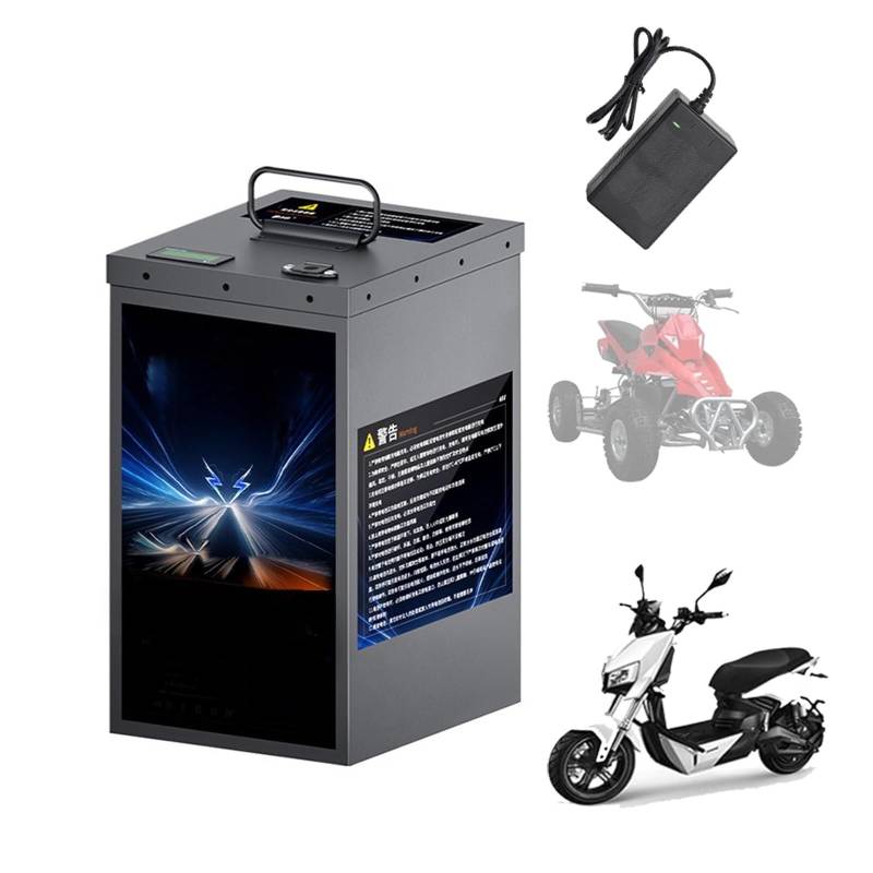 KOQAWSC 72V 32Ah 36Ah 40Ah 55Ah 60Ah Elektrische Motorradbatterie 72V E-Bike LiFePO4 Lithium Batterie 72 Volt Moped Dreirad Batterie mit Ladegerät, Anderson Stecker (55Ah) von KOQAWSC