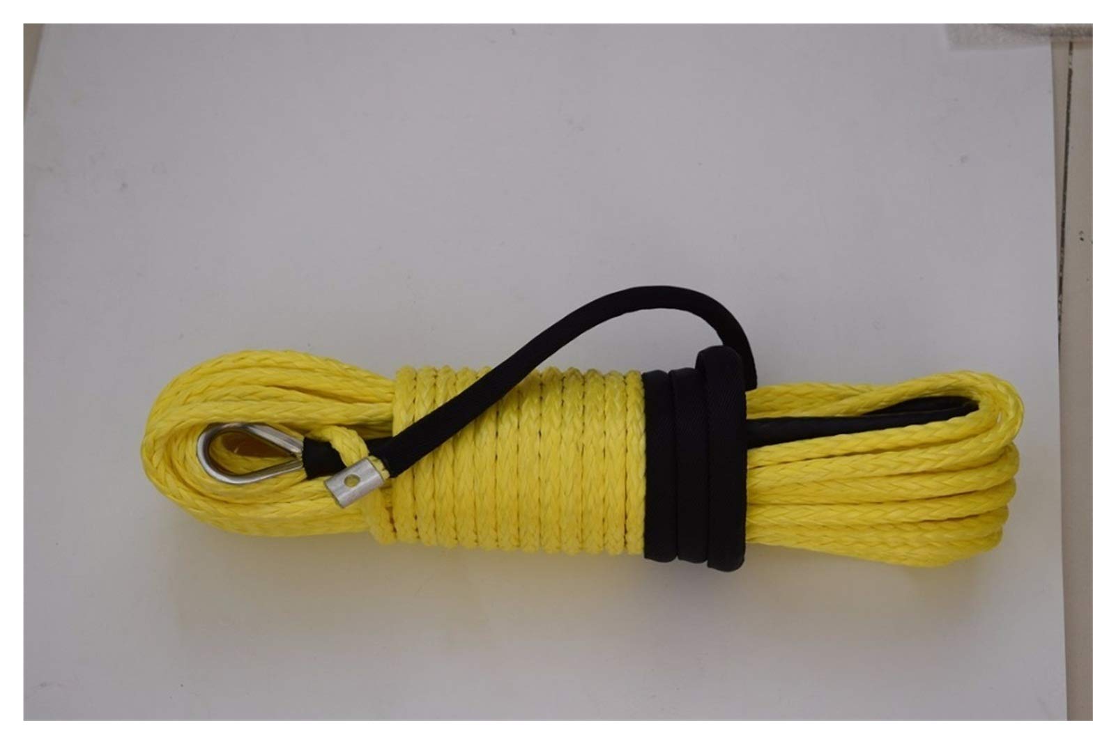 Synthetisches Windenseil-Set, 10mm * 30m ATV Winch Line, Synthetisches Windenseil, 3/8 x 100 Windekabel, Bootswindeseil für Geländewagen, LKW, SUV, ATV, UTV(Yellow) von KOROBIE