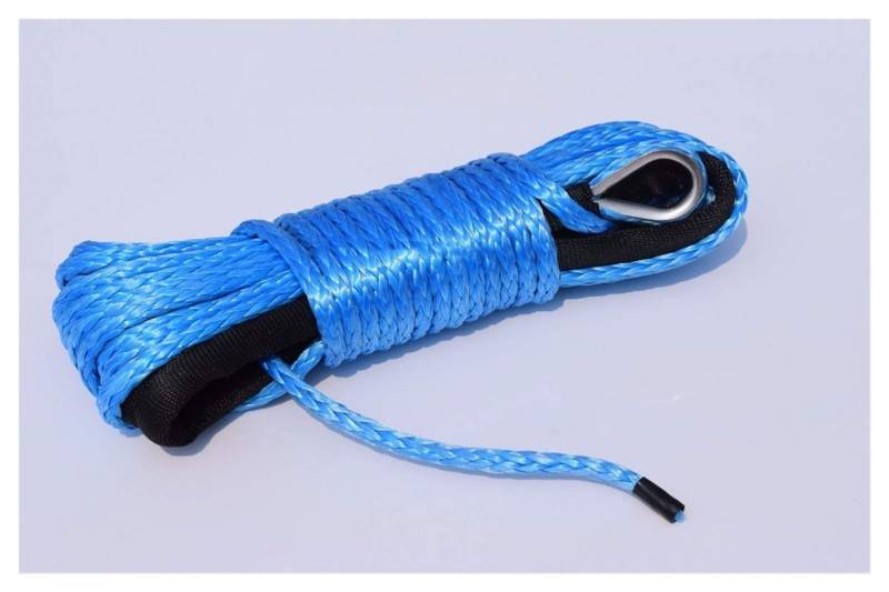 Synthetisches Windenseil-Set, 6mm * 15m Blue ATV Winch Line, ATV Winch Accemies, Off Road Seil 6500LBS, Bootswindekabel für Geländewagen, LKW, SUV, ATV, UTV von KOROBIE