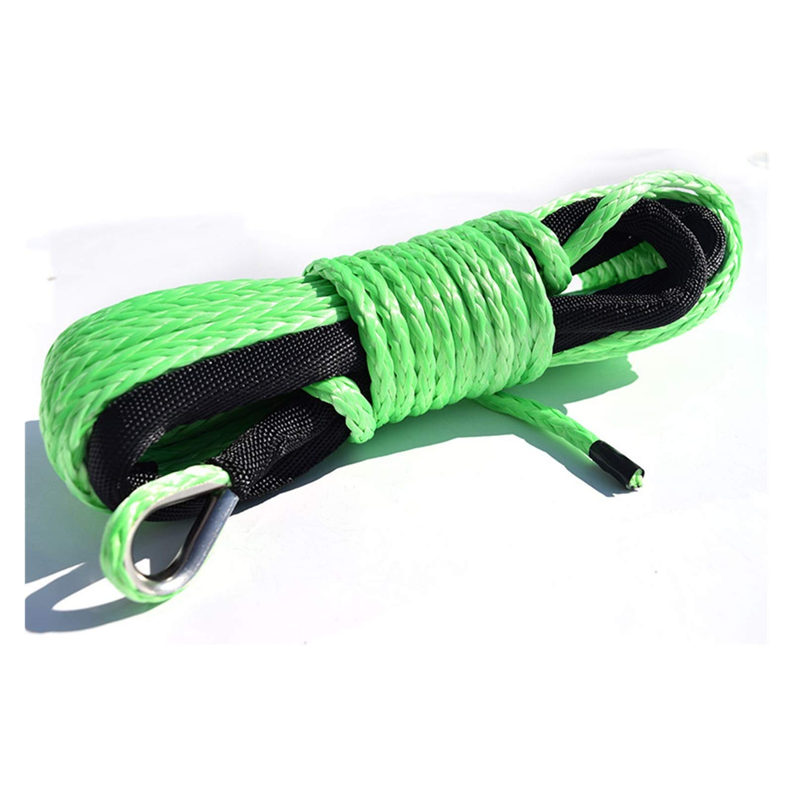 Synthetisches Windenseil-Set, Blaue 6mm * 15 m synthetische Winde-Kabelseil, 1/4 "Uhmwpe-Seil for Autoteile, für Geländewagen, LKW, SUV, ATV, UTV(Green) von KOROBIE