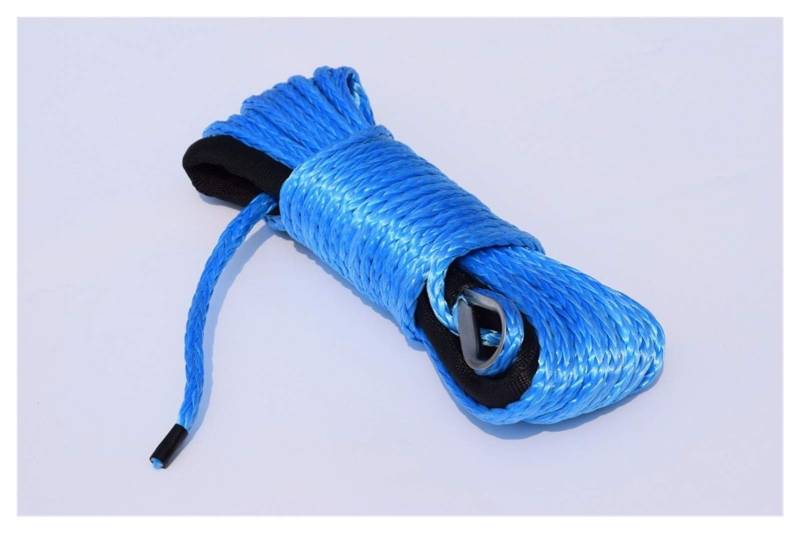 Synthetisches Windenseil-Set, Blaue 6mm * 15m Elektrische Seilwinde, Winklabel, Synthetisches Windeseil für Geländewagen, LKW, SUV, ATV, UTV von KOROBIE