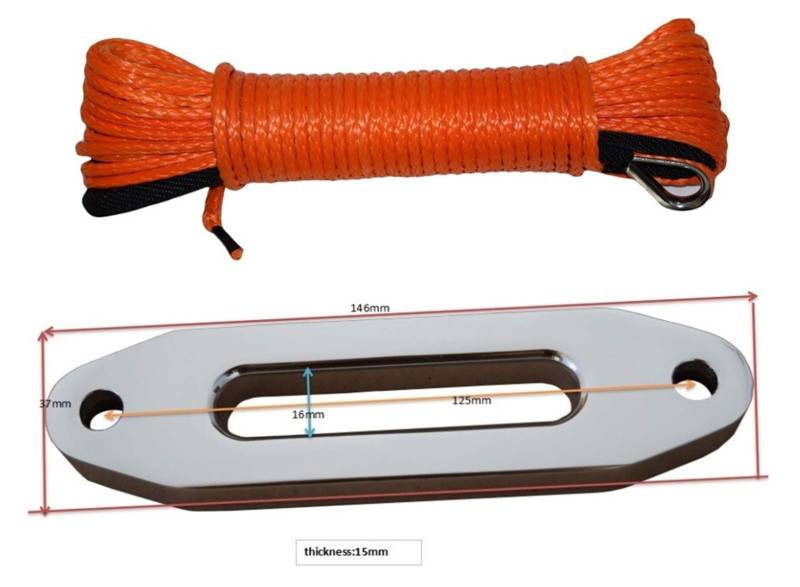 Synthetisches Windenseil-Set, Orange 5mm * 15m Synthetisches Seil mit 4000 lbs, ATV Winchkabel, Windelinie 5mm.12 Rand am Straßenseil für Geländewagen, LKW, SUV, ATV, UTV von KOROBIE