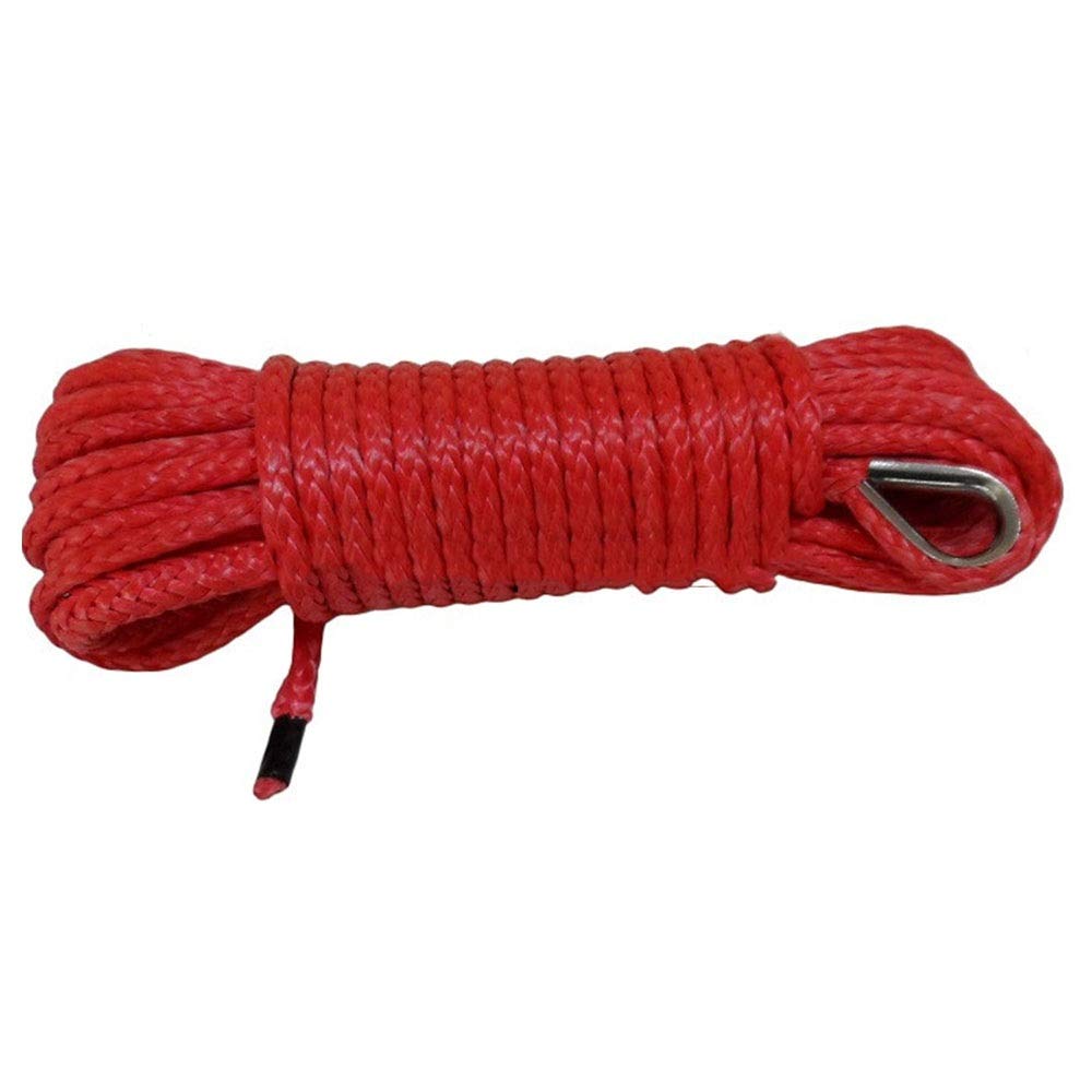 Synthetisches Windenseil-Set, Rot 6mm * 15m Windekabel mit 4500 £ Hawse Fairlead for Offroad-Teile, Synthetisches Seil, ATV-Windenrelais, Bootswinde-Seil 6mm für Geländewagen, LKW, SUV, ATV, UTV von KOROBIE