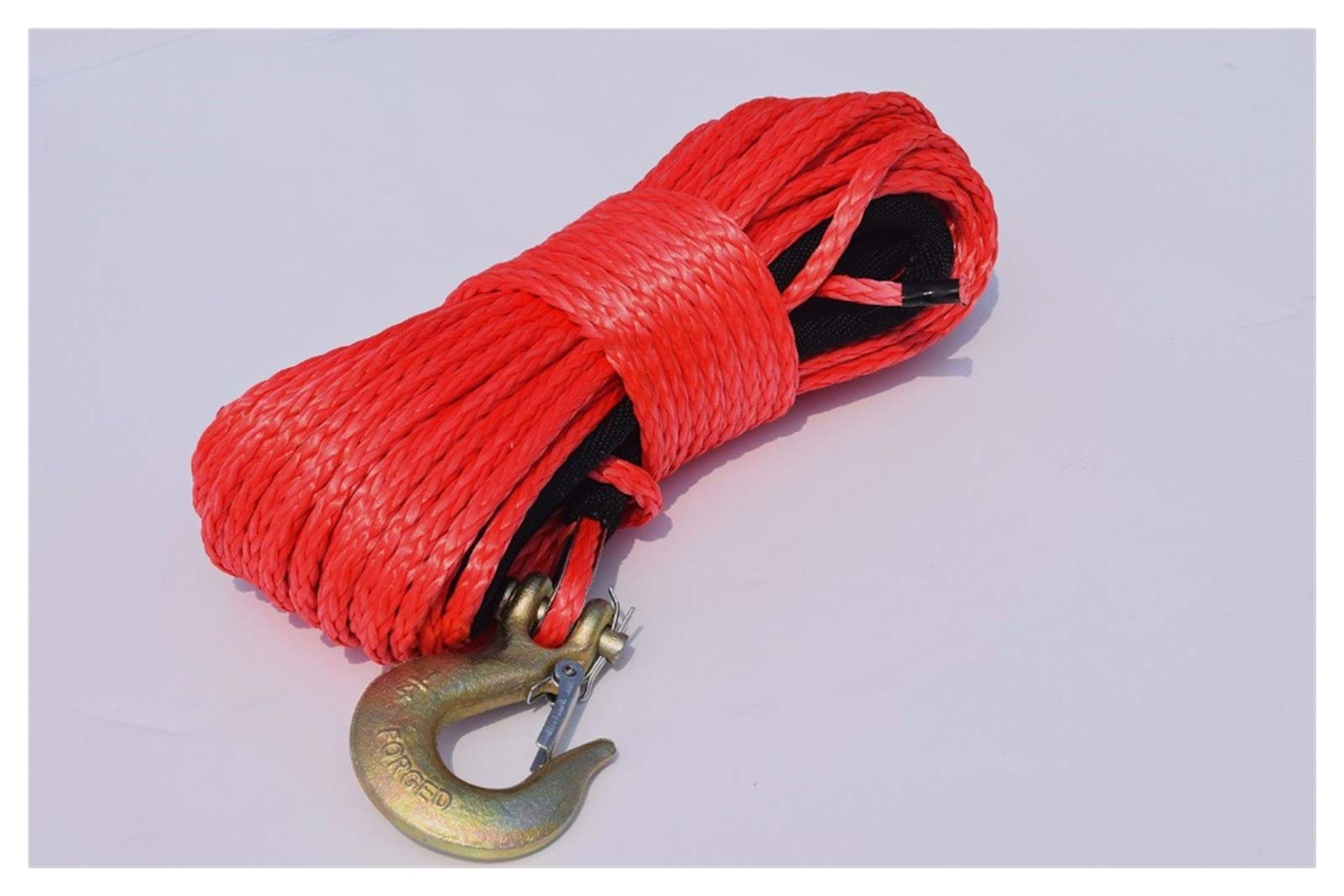 Synthetisches Windenseil-Set, Rot 6mm * 30m ATV Winch Line mit Haken, Windekabel, Synthetisches Seil 6mm, Uhmwpe-Seil for Autoteile für Geländewagen, LKW, SUV, ATV, UTV von KOROBIE