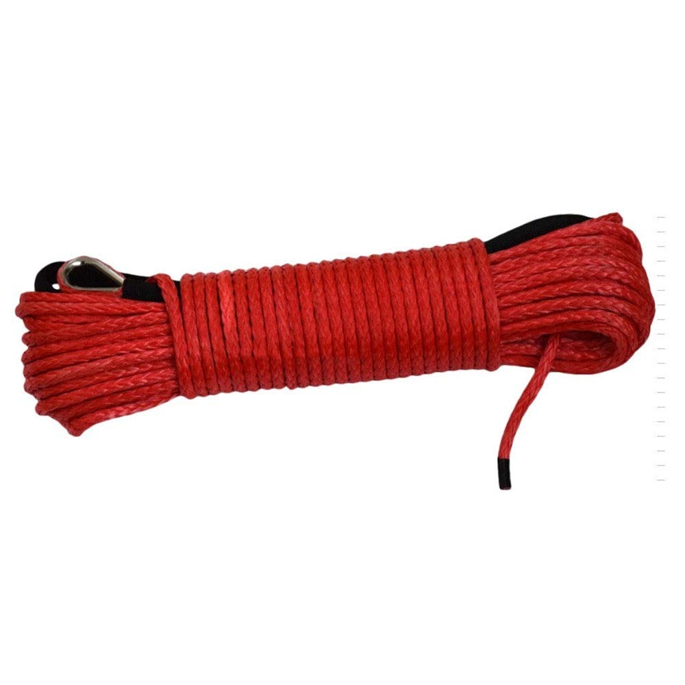 Synthetisches Windenseil-Set, Rot 6mm * 30m Synthetisches Seil 4500 lbs Aluminium Off Road Seil, Kevlar Winch-Kabel, Plasma-Seil hinzufügen für Geländewagen, LKW, SUV, ATV, UTV von KOROBIE