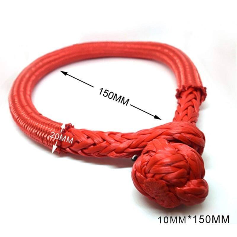 Synthetisches Windenseil-Set, Roter weiche Schäkel for 4x4 SUV Truck Pickup Recovery Towing für Geländewagen, LKW, SUV, ATV, UTV(Red 10mmx150mm) von KOROBIE