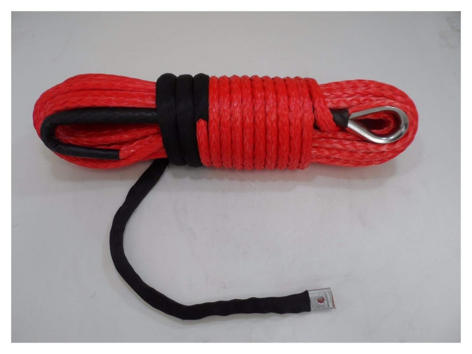 Synthetisches Windenseil-Set, Rotes 11mm * 30m Synthetisches Seil, ATV Winchkabel, Windenseil 11mm, Winklinie/Winde Seil für Geländewagen, LKW, SUV, ATV, UTV von KOROBIE