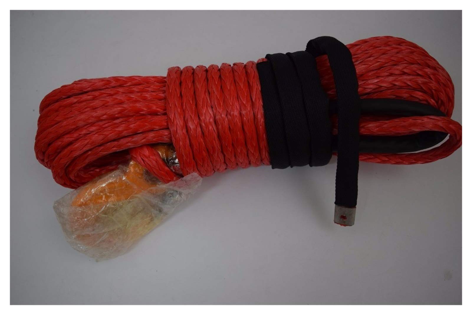 Synthetisches Windenseil-Set, Rotes 12mm * 30m Synthetischer Winde-Seilhaken, Kevlar Winch-Kabel, Winde-Seilverlängerung, abseits der Straßenseil für Geländewagen, LKW, SUV, ATV, UTV von KOROBIE