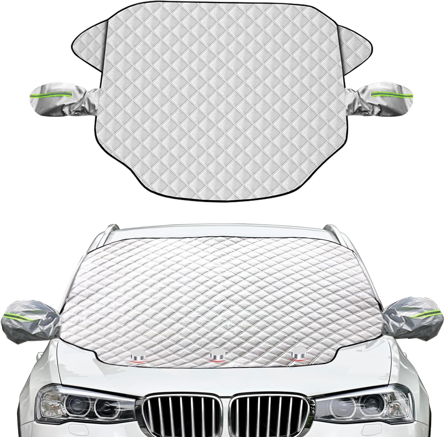 KOROSTRO Frontscheibenabdeckung, Auto Scheibenabdeckung mit Rückspiegelabdeckung Magnet Fixierung Faltbare Windschutzscheibe Abdeckung Frostschutz Windschutzscheibe Eisschutzfolie, 183 * 116cm von KOROSTRO