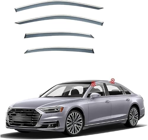 KORSE 4 Stück Auto Windabweiser FüR Audi A8L MK4-D5 2018-2022, Seitenfenster Schutz Vor Wind Regen Sonnenschutz Beschlagfrei von KORSE