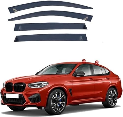 KORSE 4 Stück Auto Windabweiser FüR BMW X4 F26 G02 2019-2022, Seitenfenster Schutz Vor Wind Regen Sonnenschutz Beschlagfrei von KORSE