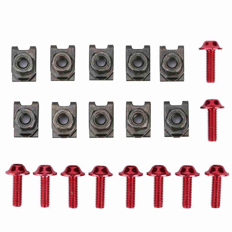 5 * 16MM Motorrad Verkleidung Körper Bolzen Kit Schraube Spire Speed ​​Fastener Clip Mutter (Red) von KOSDFOGE